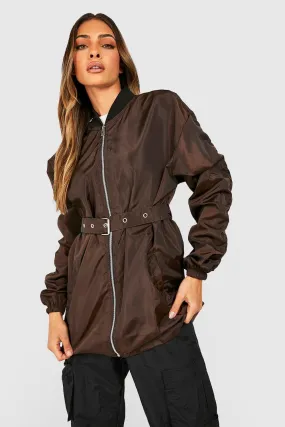 Oversized Belted Bomber Jacket