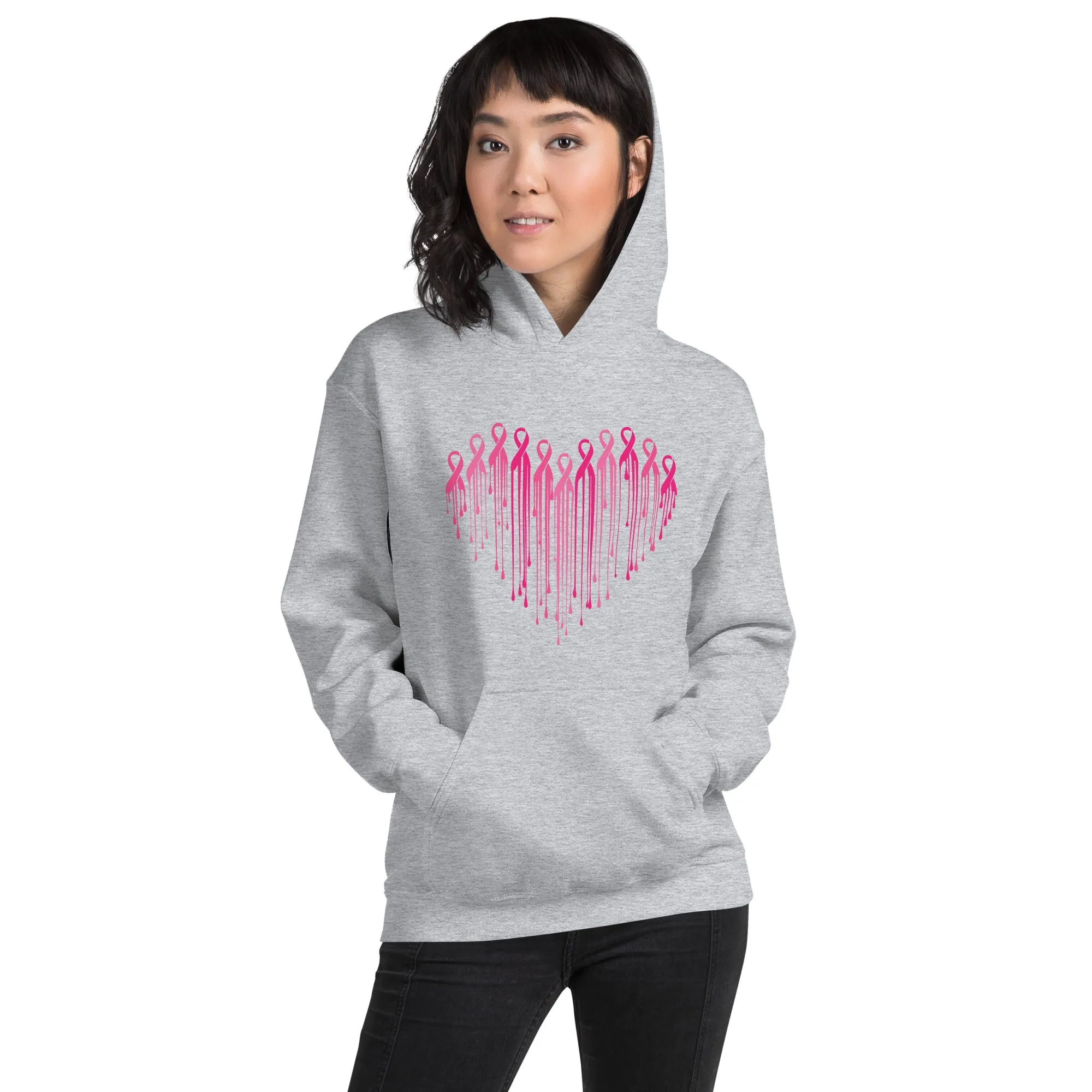 Painted Heart of Pink Ribbons Hoodie