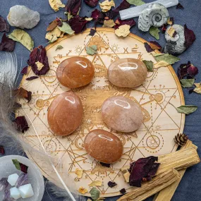 Peach Aventurine Pillow Palm Carvings ~ Sacral Chakra Connections