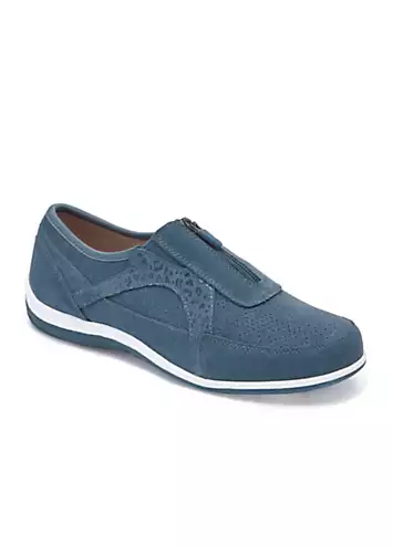 Petrol Suede Leisure Flex Trainers by Cotton Traders | Look Again