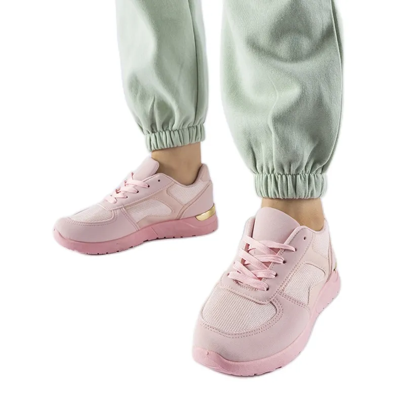 Pink sneakers made of Gallo combined materials