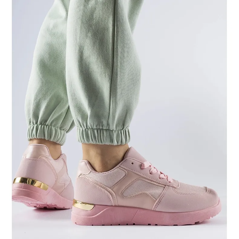 Pink sneakers made of Gallo combined materials