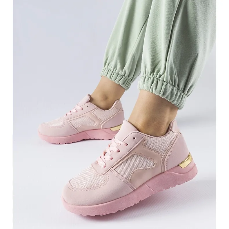 Pink sneakers made of Gallo combined materials