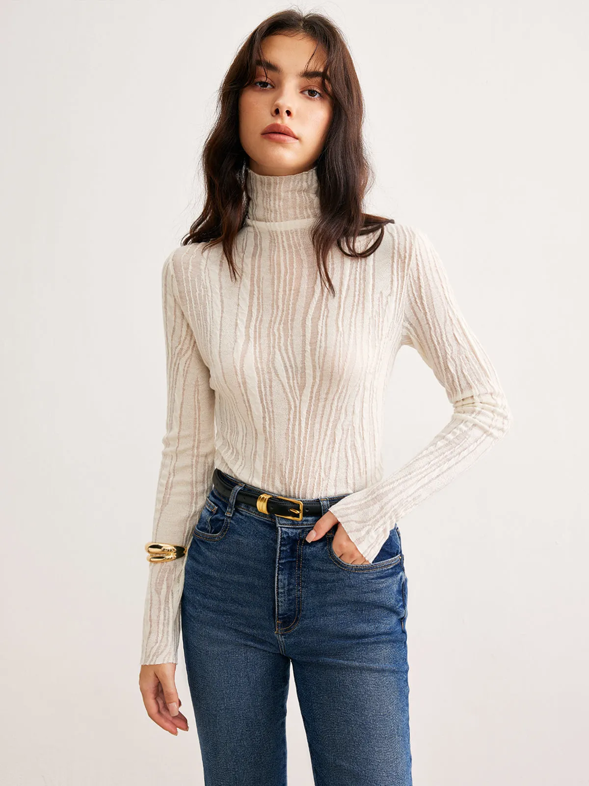 Romance Turtleneck Slim Blouse