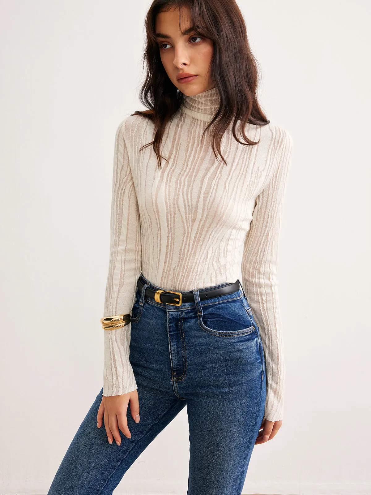 Romance Turtleneck Slim Blouse