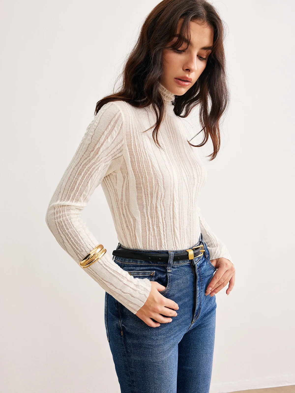 Romance Turtleneck Slim Blouse