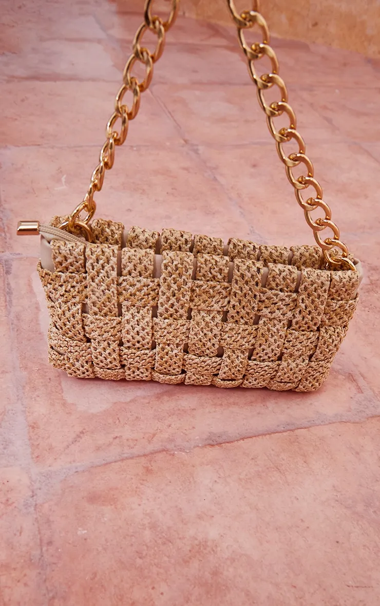 Sand Oversized Weave Shoulder Bag