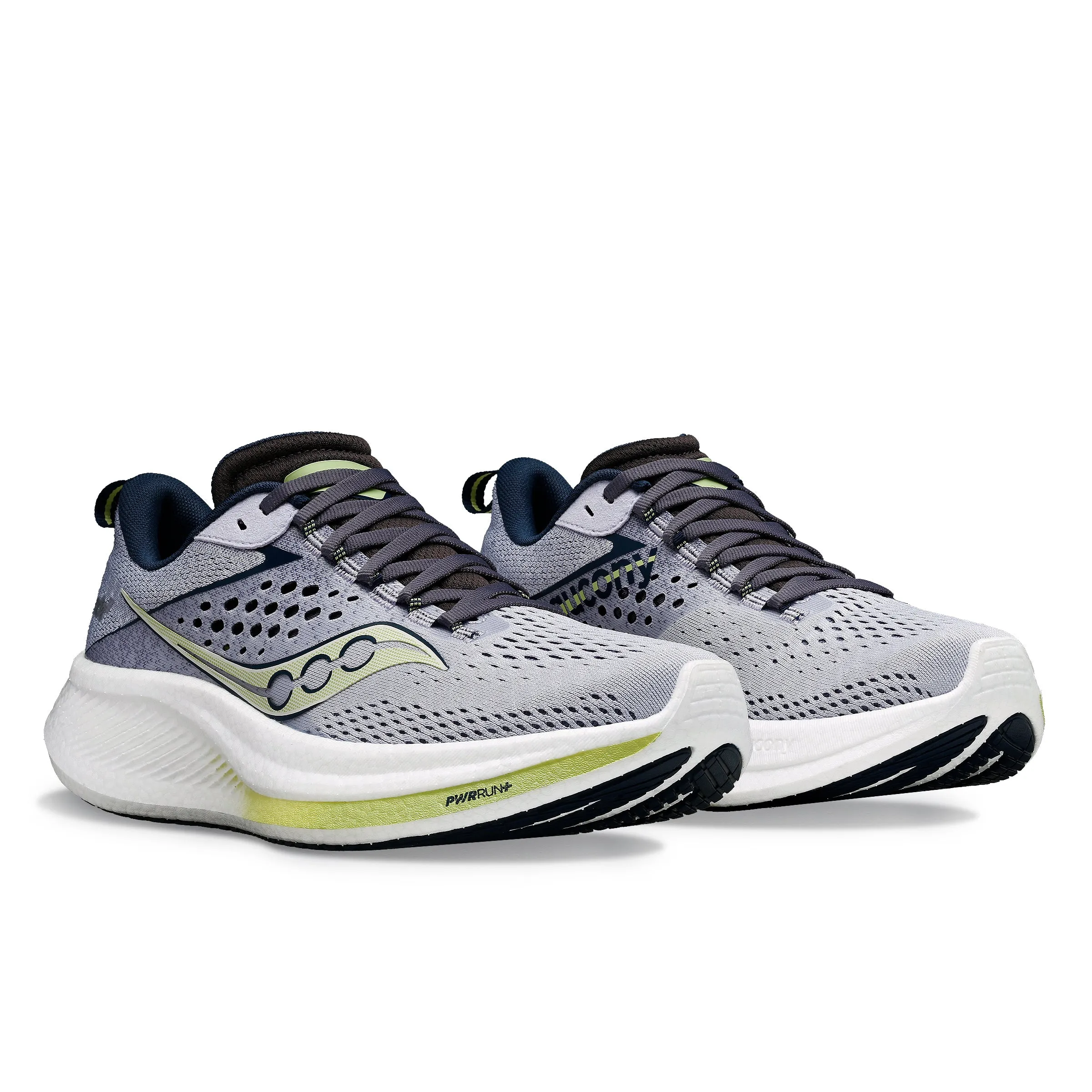 Saucony Women's Ride 17 Wide Fit Running Shoes Iris / Navy