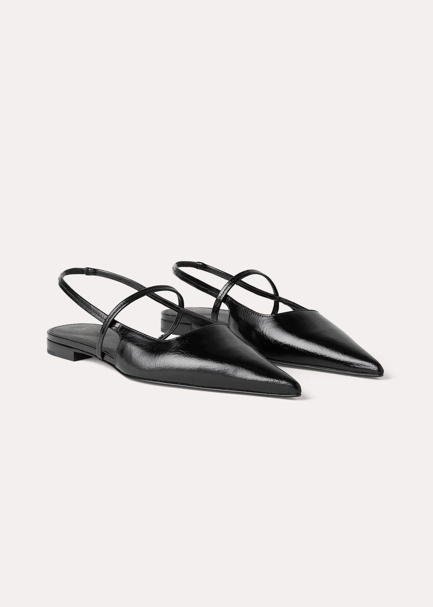 Sharp patent slingback flats black