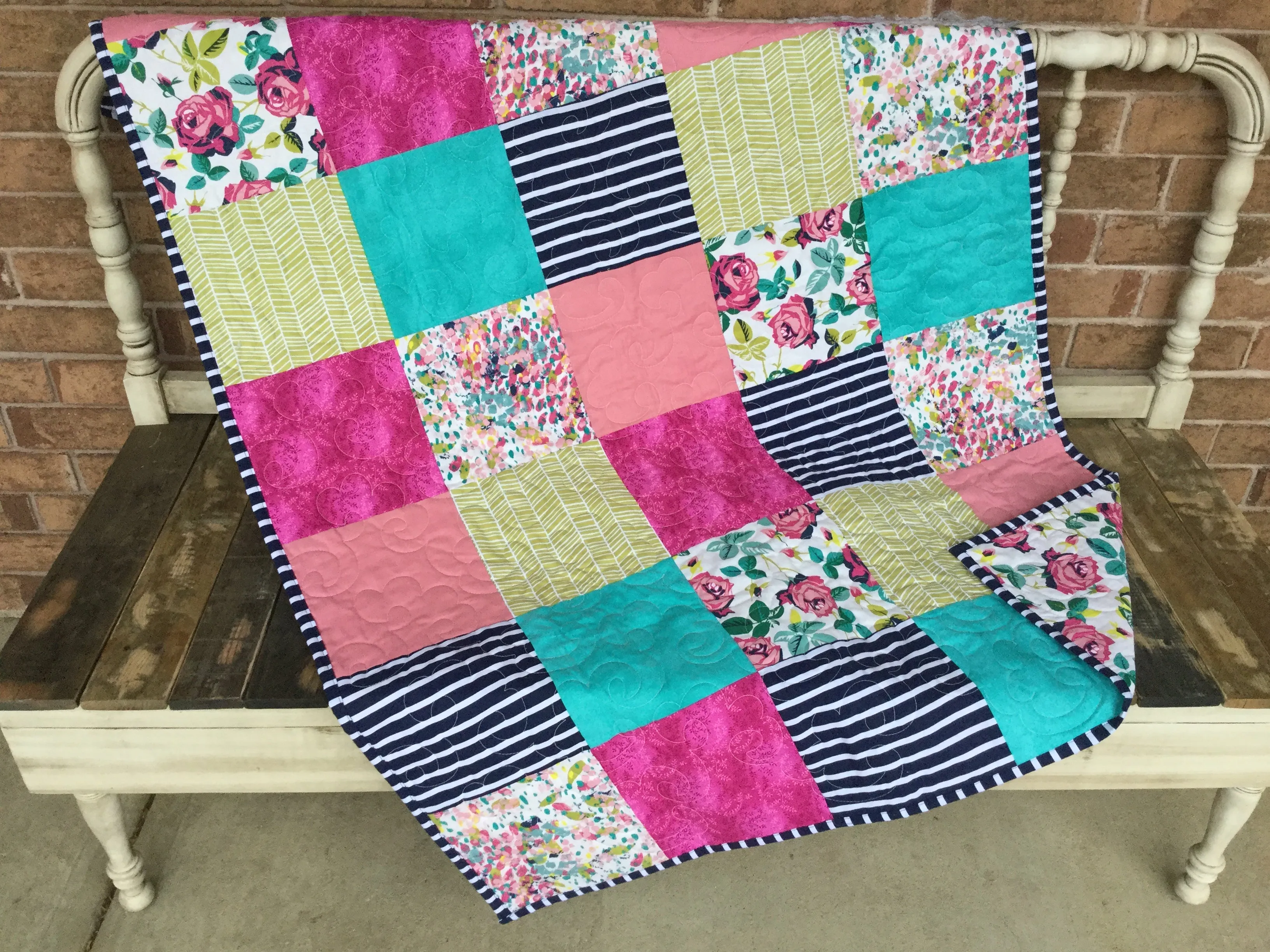 Stem Rose Baby Quilt