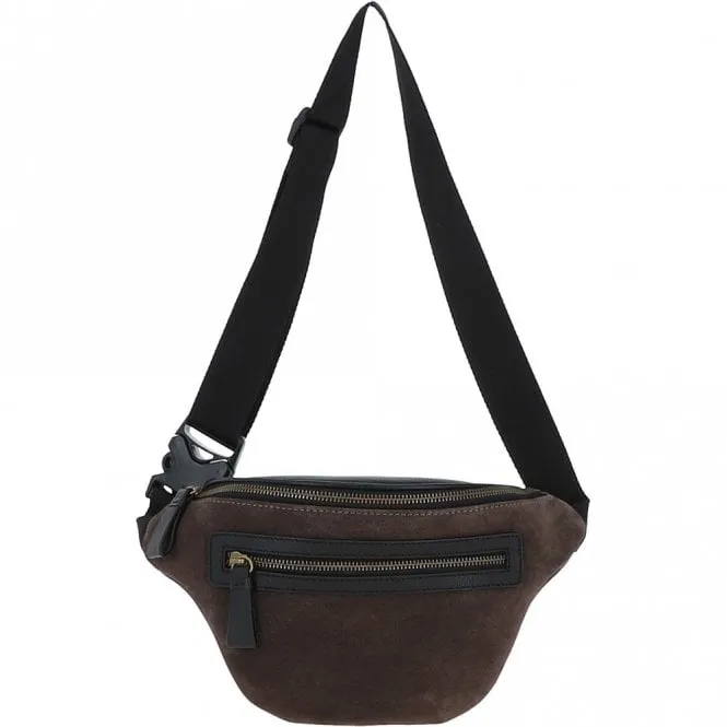 Suede and Leather Luxury Travel Bum Bag Grey: Billy