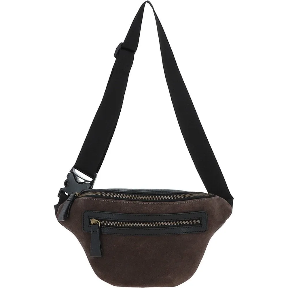 Suede and Leather Luxury Travel Bum Bag Grey: Billy