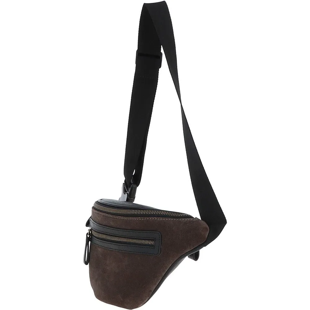 Suede and Leather Luxury Travel Bum Bag Grey: Billy