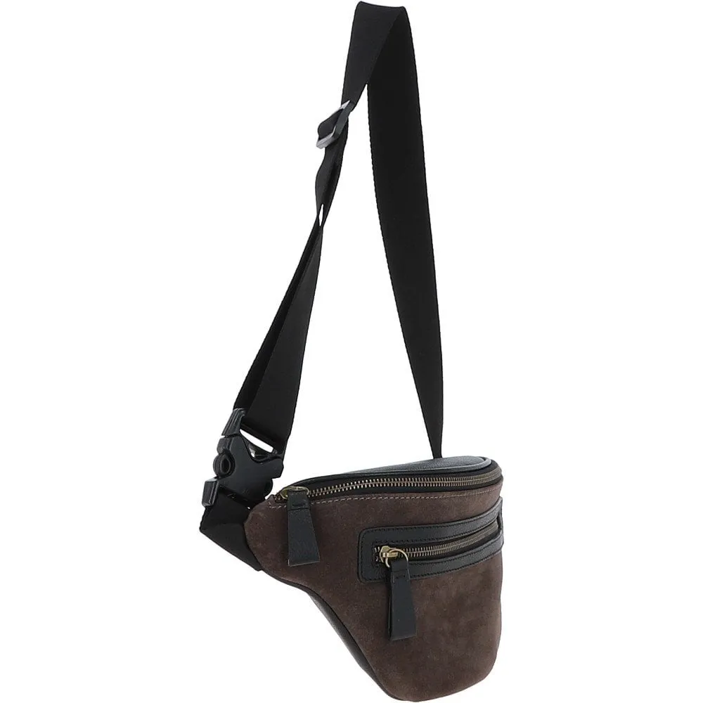 Suede and Leather Luxury Travel Bum Bag Grey: Billy