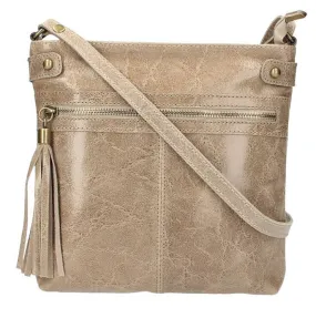 Taupe leather shoulder bag evan