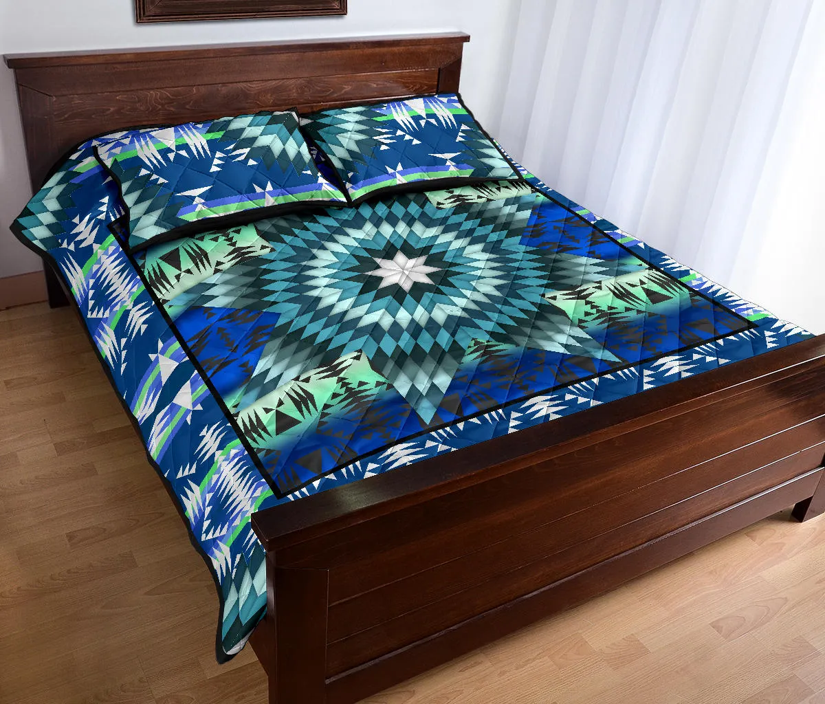 Teal Star Quilt Set