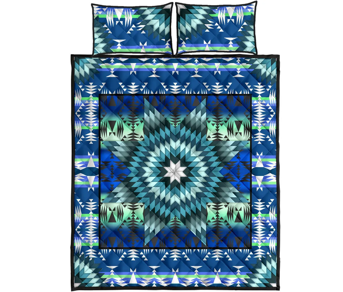 Teal Star Quilt Set