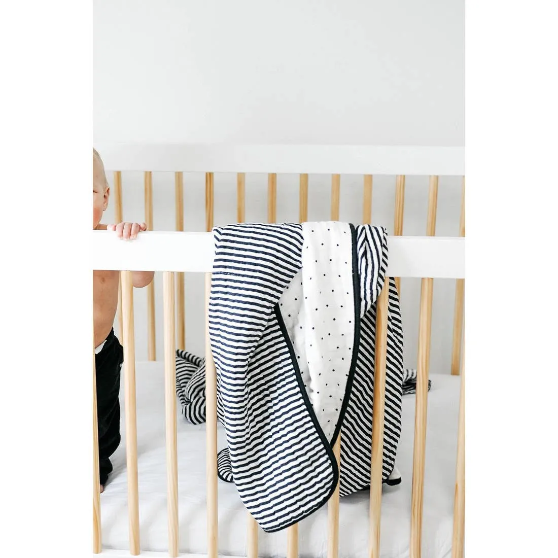 The 4 Layer Quilt - Reversible B+W Stripe