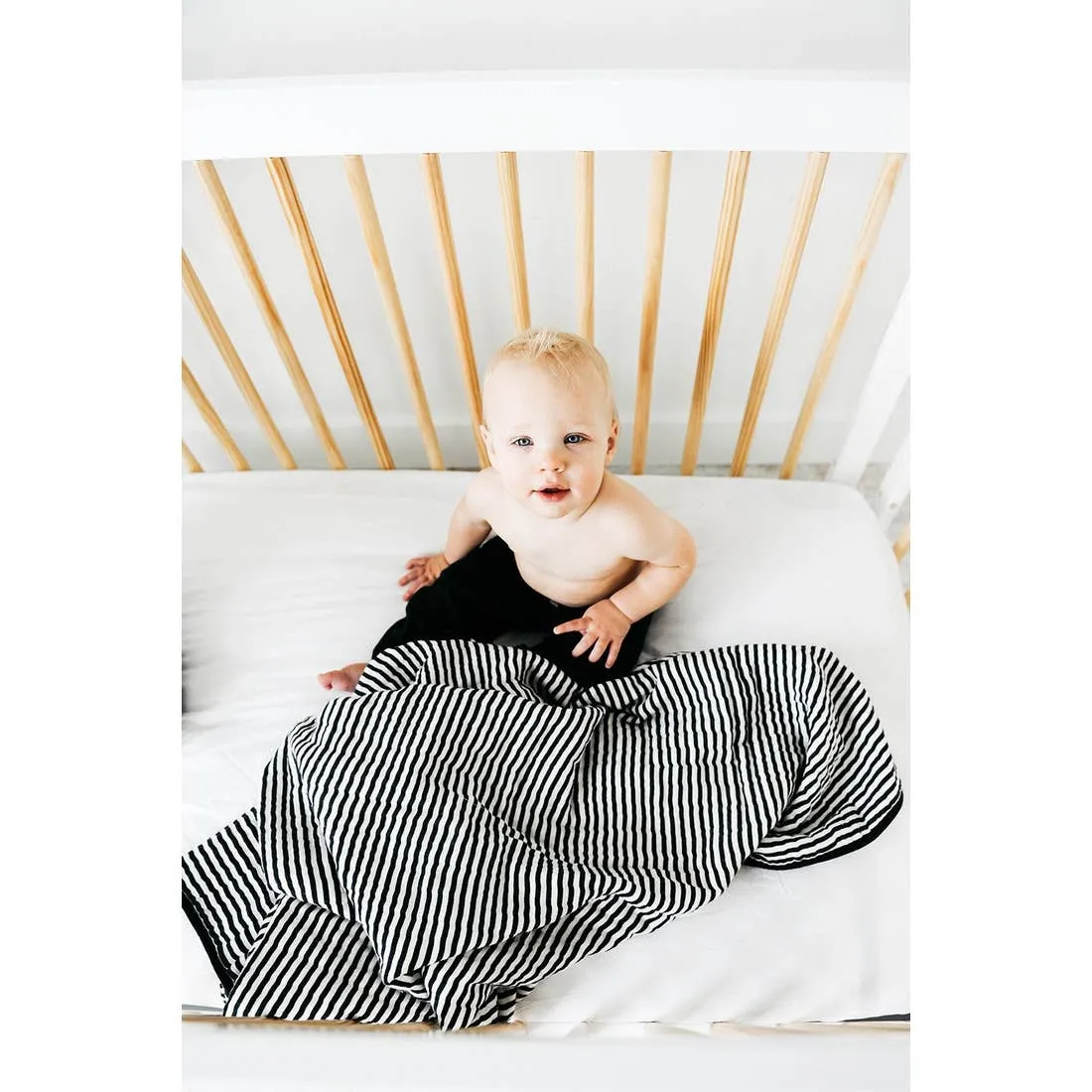 The 4 Layer Quilt - Reversible B+W Stripe