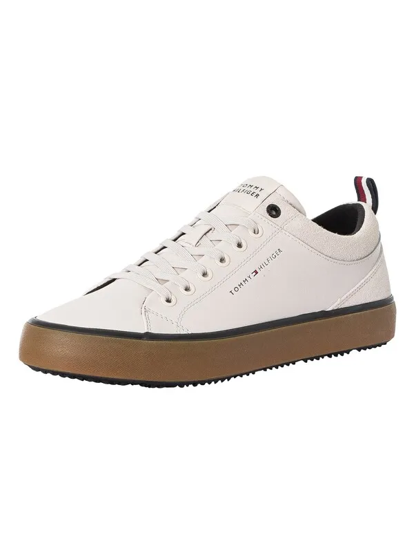 Tommy Hilfiger Valc Cleat Low Leather Mix Trainers - Misty Coast