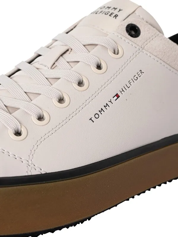 Tommy Hilfiger Valc Cleat Low Leather Mix Trainers - Misty Coast