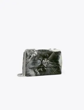 Tory Burch Small Kira Diamond Quilt Cat Print Convertible Shoulder Bag