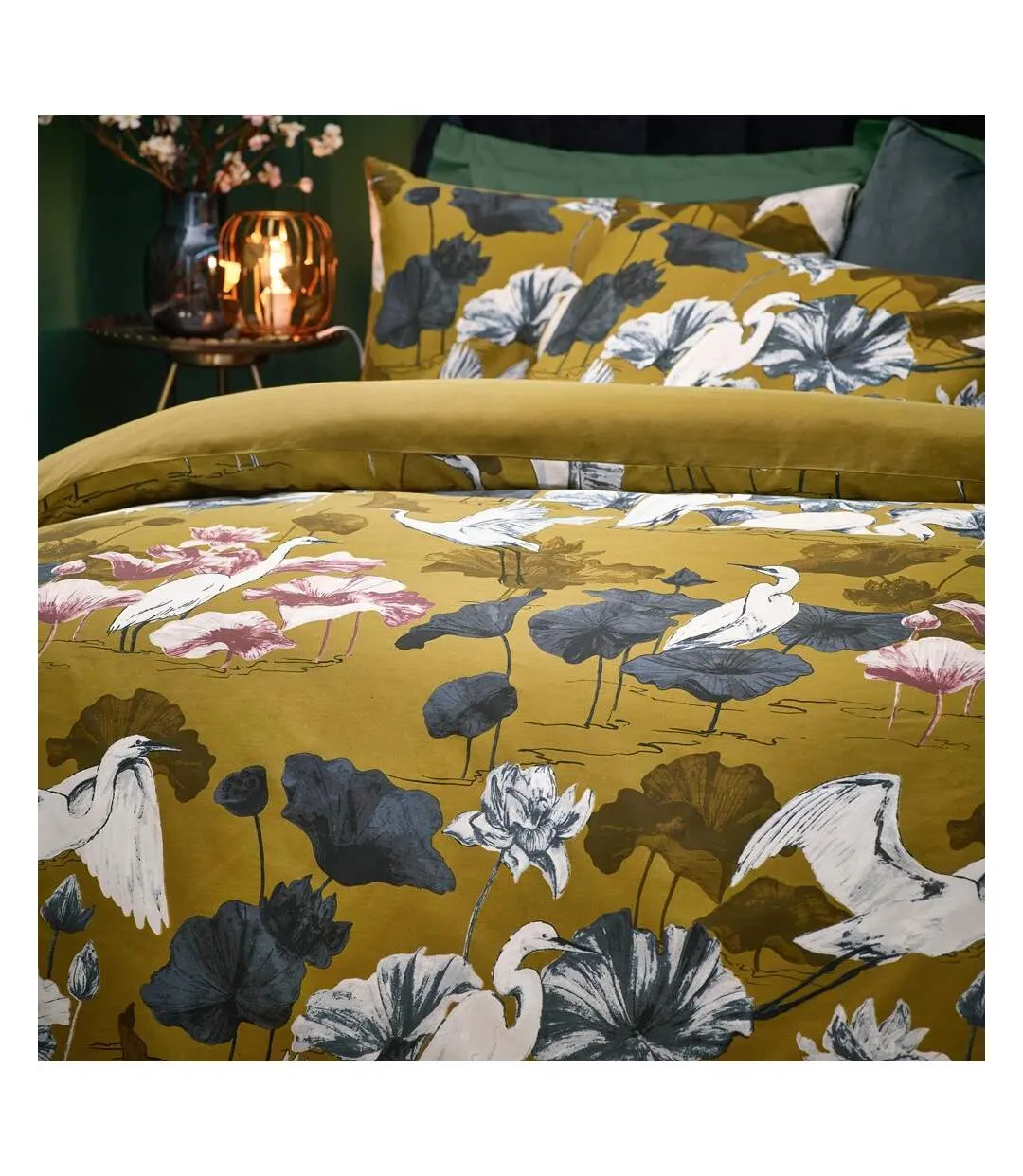 Tropics kushiro exotic sateen duvet cover set olive Wylder