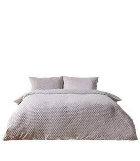 Tufted polka dot duvet cover set stone The Linen Yard