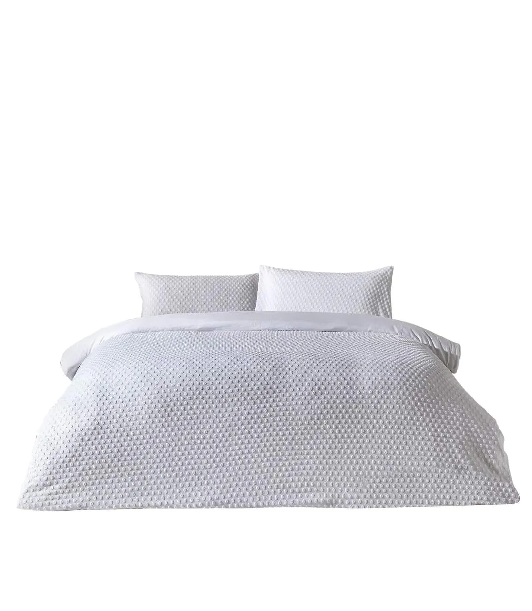 Tufted polka dot duvet cover set white The Linen Yard