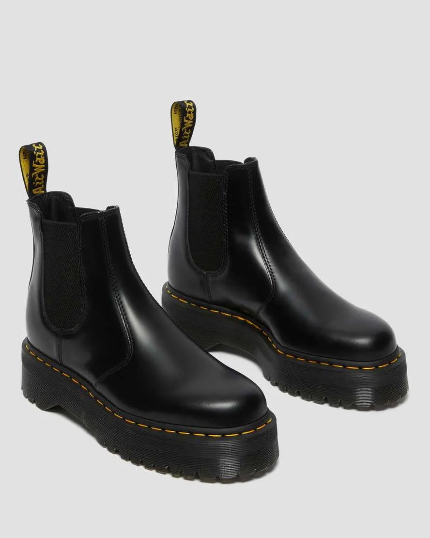 Unisex Dr. Martens 2976 Quad Black Polished Smooth Black