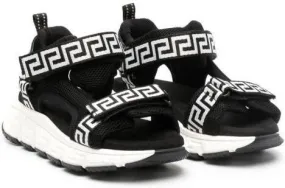 Versace Kids Greca-print touch-strap sneakers Black