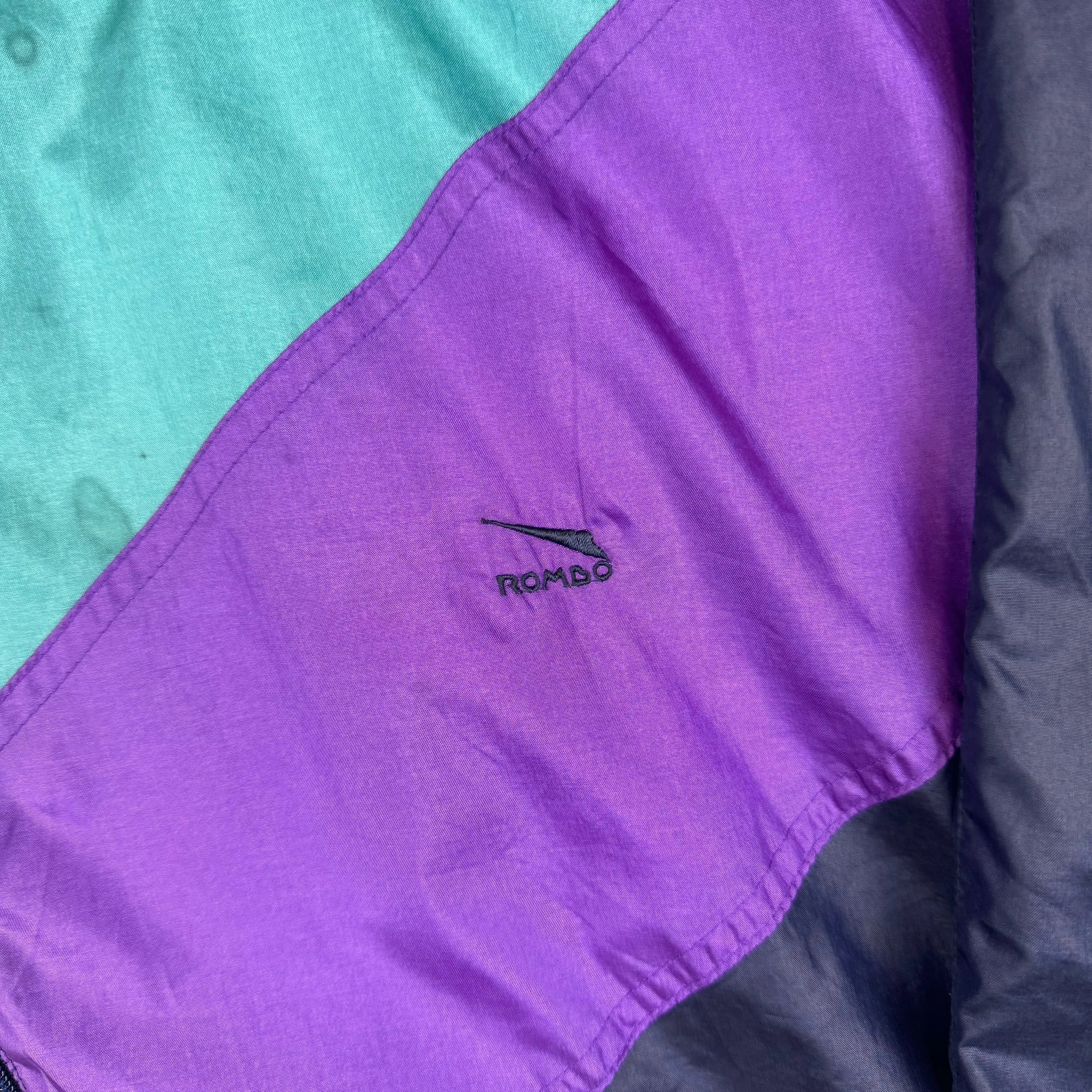 Vintage 90's Rombo Colourblock Windbreaker Track Jacket Purple Blue