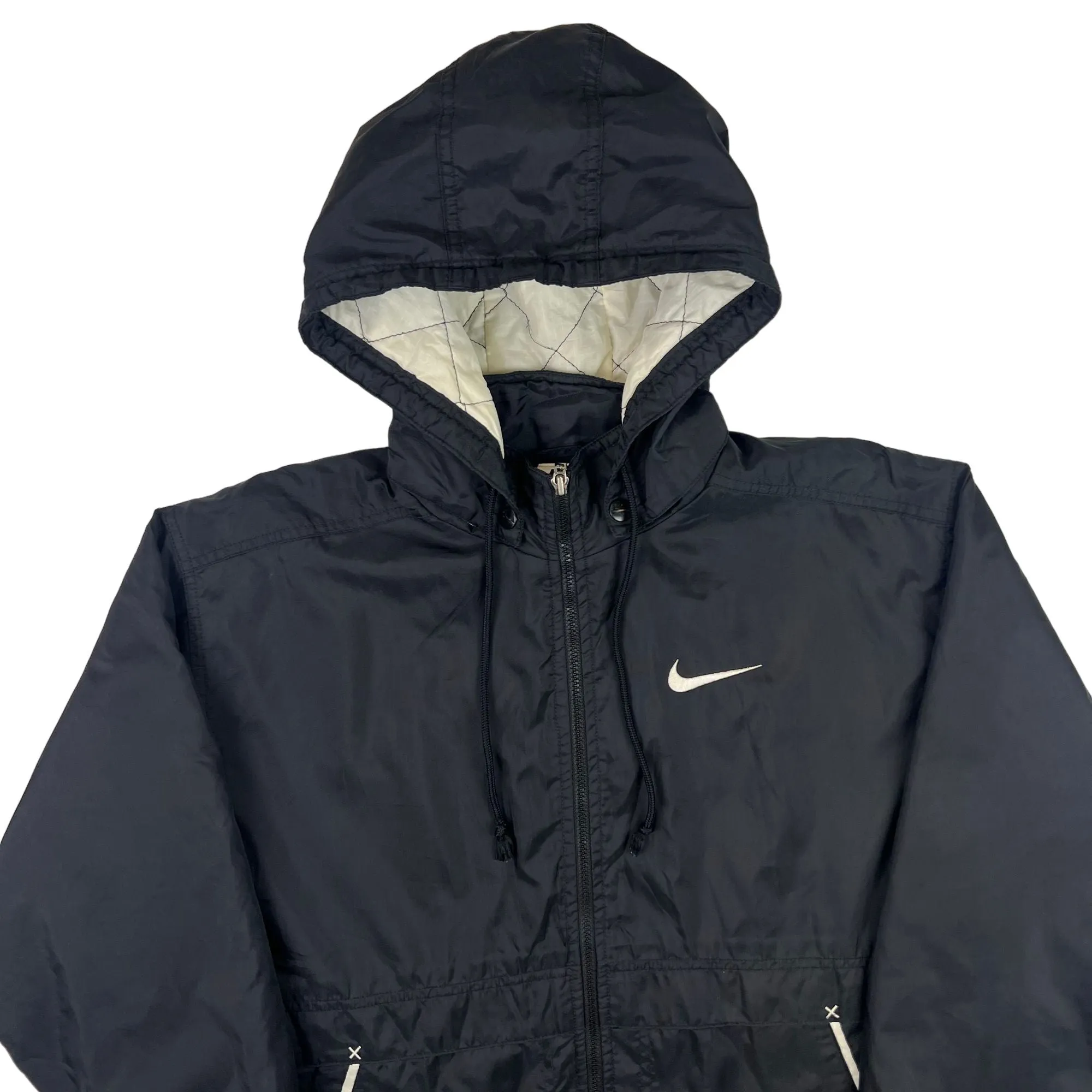 Vintage Nike 90's Hooded Windbreaker Jacket Black