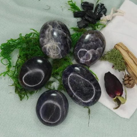 Violet-Blue Iolite Pillow Palm Stones ~ Throat Chakra Clearing