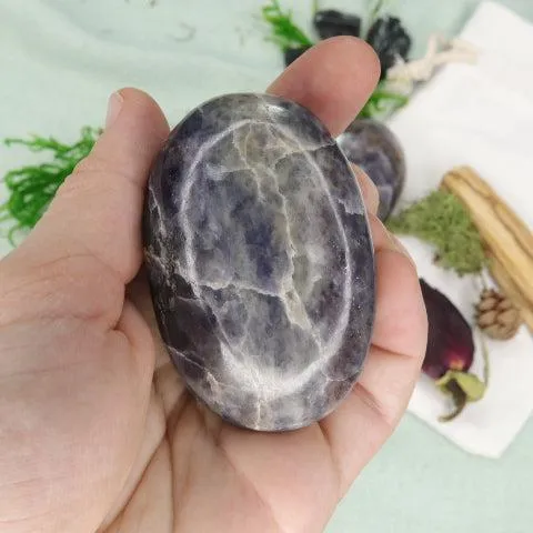 Violet-Blue Iolite Pillow Palm Stones ~ Throat Chakra Clearing