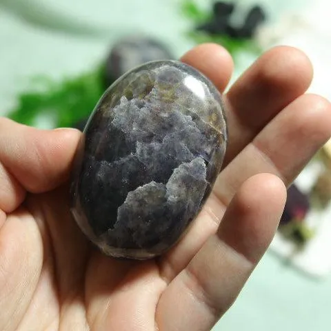 Violet-Blue Iolite Pillow Palm Stones ~ Throat Chakra Clearing